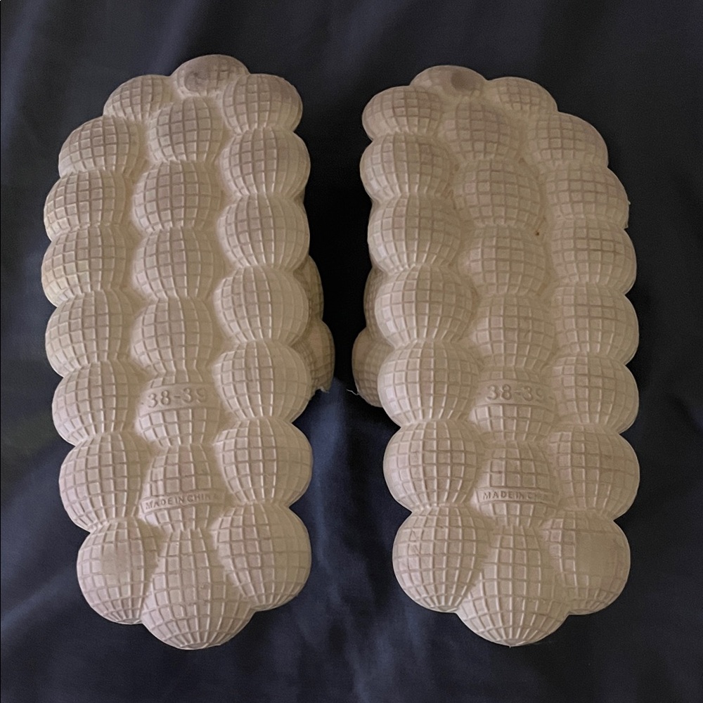 Cream Textured Slide Sandals - Picture 3 of 4